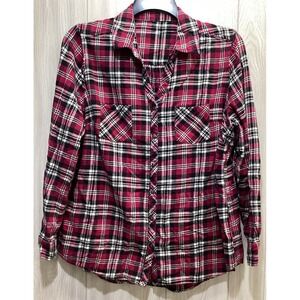 TAGLESS Women's (Size 24x29") Long Sleeve Collared‎ Button Down Flannel Shirt